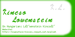 kincso lowenstein business card